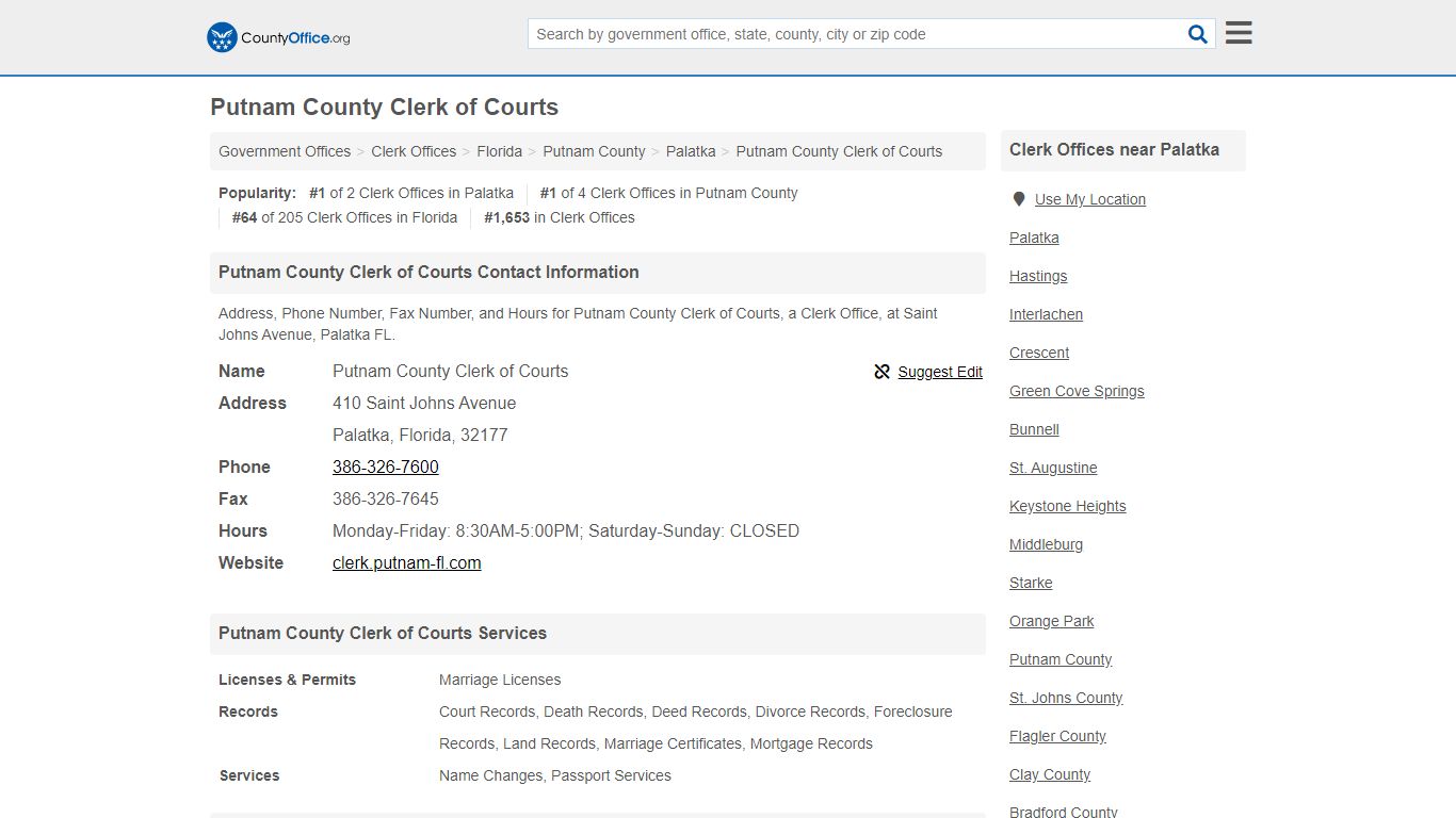 Putnam County Clerk of Courts